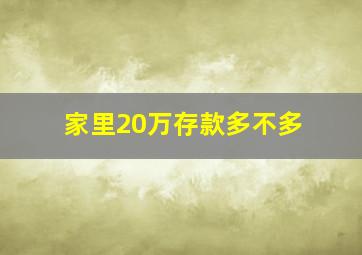 家里20万存款多不多