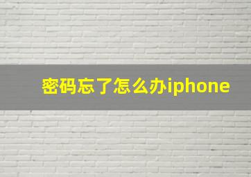 密码忘了怎么办iphone