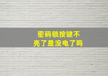 密码锁按键不亮了是没电了吗