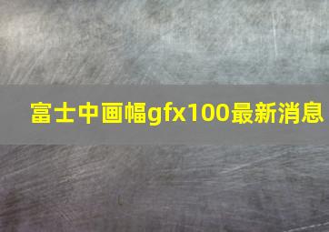 富士中画幅gfx100最新消息