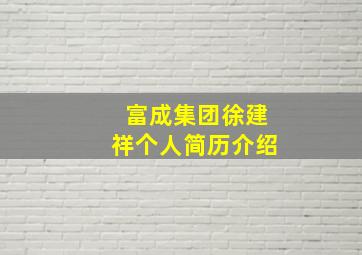 富成集团徐建祥个人简历介绍