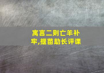 寓言二则亡羊补牢,揠苗助长评课