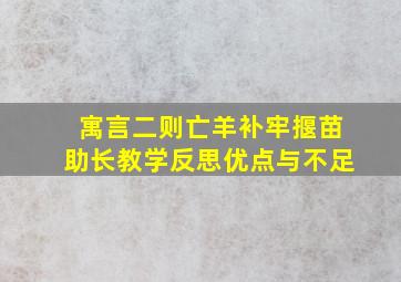 寓言二则亡羊补牢揠苗助长教学反思优点与不足