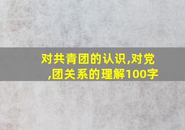 对共青团的认识,对党,团关系的理解100字