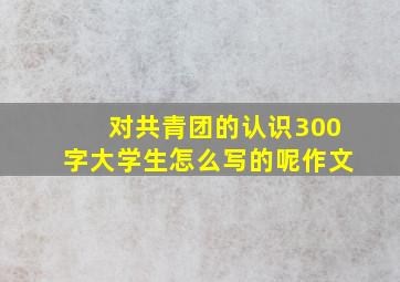 对共青团的认识300字大学生怎么写的呢作文