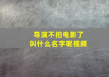 导演不拍电影了叫什么名字呢视频