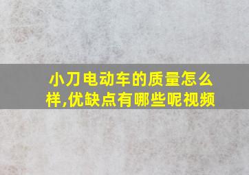 小刀电动车的质量怎么样,优缺点有哪些呢视频