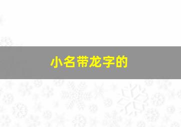 小名带龙字的