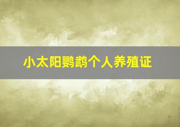 小太阳鹦鹉个人养殖证