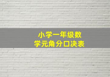 小学一年级数学元角分口决表