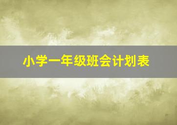 小学一年级班会计划表