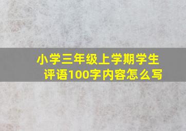 小学三年级上学期学生评语100字内容怎么写