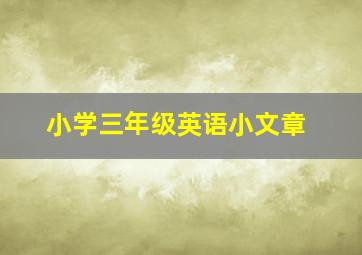 小学三年级英语小文章