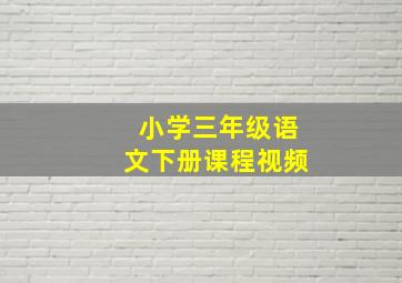 小学三年级语文下册课程视频