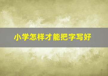 小学怎样才能把字写好