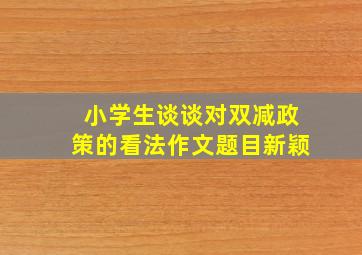 小学生谈谈对双减政策的看法作文题目新颖