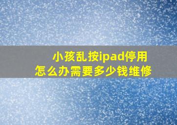 小孩乱按ipad停用怎么办需要多少钱维修