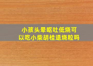 小孩头晕呕吐低烧可以吃小柴胡桂退烧粒吗