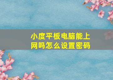 小度平板电脑能上网吗怎么设置密码