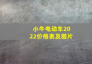 小牛电动车2022价格表及图片