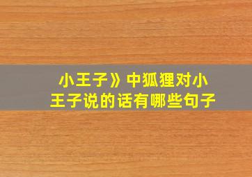 小王子》中狐狸对小王子说的话有哪些句子