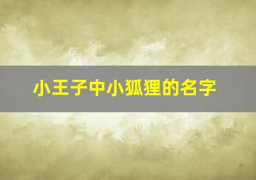 小王子中小狐狸的名字