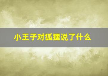 小王子对狐狸说了什么