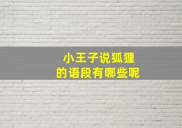 小王子说狐狸的语段有哪些呢