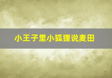 小王子里小狐狸说麦田