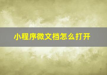 小程序微文档怎么打开