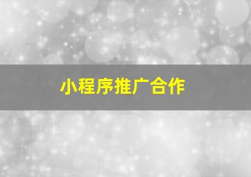 小程序推广合作