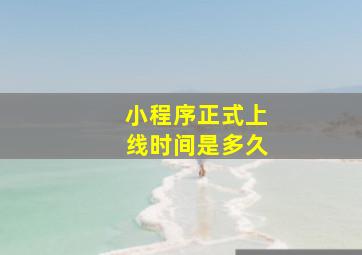 小程序正式上线时间是多久