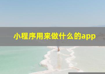 小程序用来做什么的app