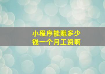 小程序能赚多少钱一个月工资啊