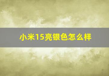 小米15亮银色怎么样