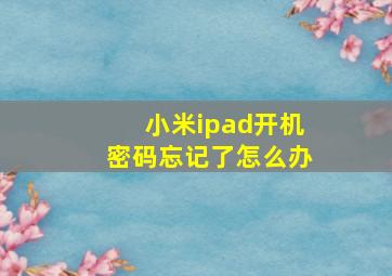 小米ipad开机密码忘记了怎么办