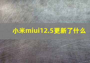 小米miui12.5更新了什么