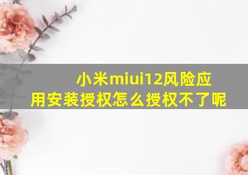 小米miui12风险应用安装授权怎么授权不了呢