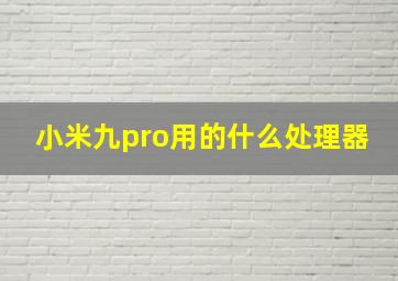 小米九pro用的什么处理器