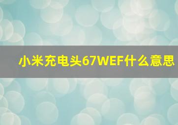 小米充电头67WEF什么意思