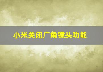 小米关闭广角镜头功能