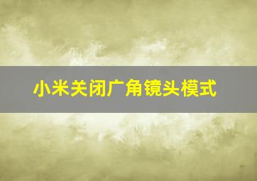 小米关闭广角镜头模式