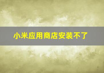 小米应用商店安装不了