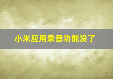 小米应用录音功能没了