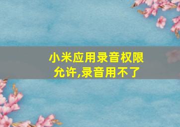 小米应用录音权限允许,录音用不了