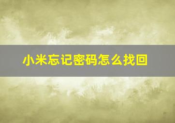 小米忘记密码怎么找回