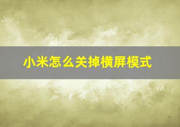 小米怎么关掉横屏模式