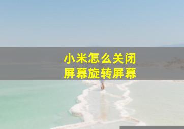 小米怎么关闭屏幕旋转屏幕