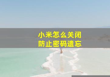 小米怎么关闭防止密码遗忘