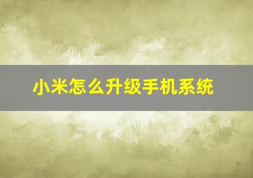 小米怎么升级手机系统